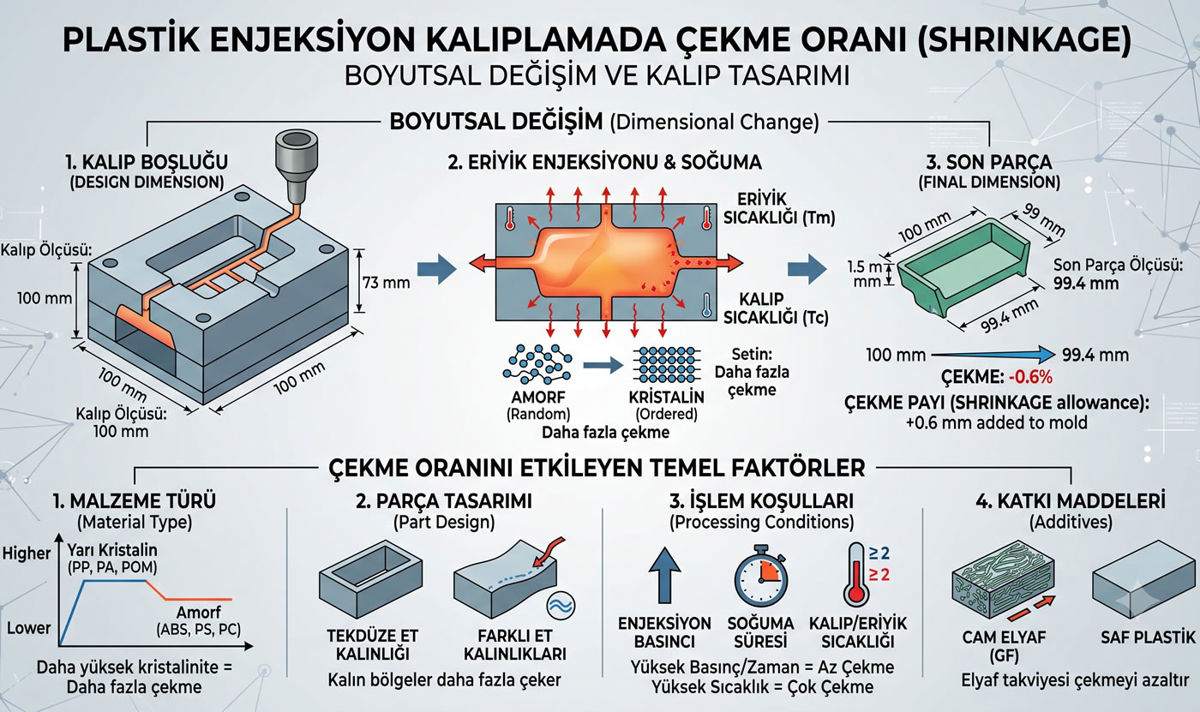 Plastik enjeksiyon kalıplamada çekme oranı ve tolerans hesaplama